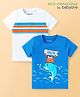 Babyoye 100% Cotton Eco Jiva Finish Half Sleeves Striped & Dolphin Printed T-Shirts Pack of 2 - White & Blue