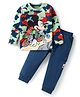 Babyhug Disney Single Jersey Knit Full Sleeves T-Shirt & Lounge Pants With Mickey Mouse Graphics & Badge - Navy Blue