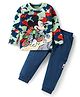 Babyhug Disney Single Jersey Knit Full Sleeves T-Shirt & Lounge Pants With Mickey Mouse Graphics & Badge - Navy Blue