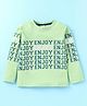 Taeko Single Jersey Knit Full Sleeves T-Shirt With Text Print - Light Green