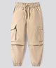 Primo Gino Nylon Woven Full Length Parachute Fabric Solid Joggers With Cargo Pockets - Beige