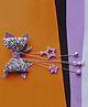 Kamule Halloween Theme Shimmered Star & Butterfly Embellished Chain Applique Bow Designed Hair Clip - Purple & Silver