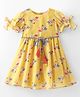 Lil' Drama Georgette Short Sleeve Stylish Printed  Dress - Yellow