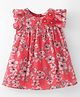 Lil' Drama Georgette Sleeveless Stylish Printed Semi Formal Sequins Embroidered Dress - Red
