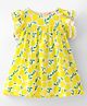 Lil' Drama Cotton Sleeveless Stylish Lemon Print Dress With Lace - Yellow