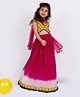 Twisha Sleeveless Floral Printed Lace Embellished Top With Ghagra & Dupatta Set - Yellow & Pink