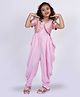 Twisha Brocade Half Sleeves Floral Printed Jacket With Foil Striped Jumpsuit - Baby Pink