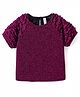 Babyhug Woven Half Raglan Sleeves Frill Details Textured Party Top - Wine