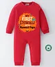 BLUSHES Diwali Theme 100% Cotton Full Sleeves My First Diwali With Mumma & Papa Text Printed Romper - Red
