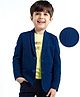 Babyhug Woven Full Sleeves Solid Colour Blazer With Text Printed T-Shirt - Teal Blue