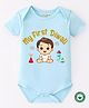 BLUSHES Diwali Theme 100% Cotton Half Sleeves My First Diwali Text Printed Onesie - Blue