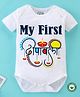 BLUSHES Diwali Theme 100% Cotton Half Sleeves My First Deepawali Text Printed Onesie - White