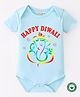 BLUSHES Diwali Theme 100% Cotton Half Sleeves Happy  Diwali Text Printed Onesie - Powder Blue