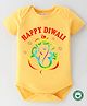 BLUSHES Diwali Theme 100% Cotton Half Sleeves Happy  Diwali Text Printed Onesie - Yellow