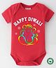 BLUSHES Diwali Theme 100% Cotton Half Sleeves Happy  Diwali Text Printed Onesie - Red