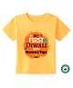 BLUSHES Diwali Theme 100% Cotton Half Sleeves My First Diwali With Mummy & Papa Text Printed Tee - Yellow