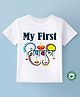 BLUSHES Diwali Theme 100% Cotton Half Sleeves My First Dipawli Text Printed Tee - White
