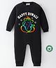 BLUSHES Diwali Theme 100% Cotton Full Sleeves Happy Diwali Text Printed Romper - Black