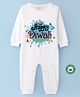 BLUSHES Diwali Theme 100% Cotton Full Sleeves Happy Diwali Text Printed Romper - White