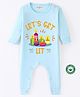 BLUSHES Diwali Theme 100% Cotton Full Sleeves Lets Get Lit Text Printed Romper - Blue