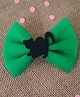 Krisha's KALACAREE Halloween theme  Cat Emblished Ruffled Tulle Bow - Green
