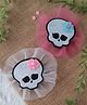 Krisha's KALACAREE Set Of 2 Halloween Theme Spooky Skull Flutterfloral Net Aligator Clips - Pink & White