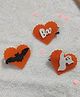 Krisha's KALACAREE Halloween Theme Set Of 3 Heart Detailed Hair Clips - Orange
