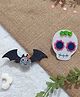 Krisha's KALACAREE Halloween Theme Set Of 2 Spooky Bat And Skull Face Detailed Aligator Clips - Multi Colour