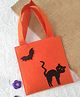 Krisha's KALACAREE Halloween Theme Fun Felt Trick Or Treat Cat Embelished Bag - Orange