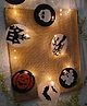 Krisha's KALACAREE Halloween Theme Assorted Spooky Charecters Skull Scary House Tree Pumpkin Ghost Bat Spider Web LED Decor - Multi Colour