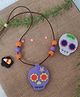 Krisha's KALACAREE Halloween theme  Skull Necklace And  Skull Aligator Clip Combo - Multicolour