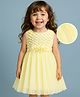 Babyhug Woven Sleeveless Party Dress With Floral Corsage - Yellow