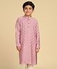 KISAH Cotton Blend Full Sleeves Thread Work Embroidered & Sequins Embellished Kurta - Onion Pink