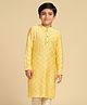 KISAH Cotton Blend Full Sleeves Thread Work Embroidered & Sequins Embellished Kurta -  Yellow