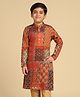 KISAH Cotton Blend Full Sleeves Abstract Printed Kurta - Multi Colour