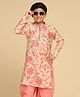 KISAH Cotton Blend Full Sleeves Floral Printed Kurta - Off White