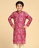 KISAH Full Sleeves Floral & Paisley Designed Kurta - Hot Pink