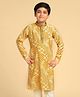 KISAH Full Sleeves Self Designed Kurta - Mustard