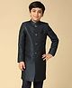 KISAH Full Sleeves Sequins Embellished Embroidered Sherwani - Turquoise Blue