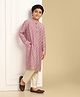 KISAH Cotton Blend Full Sleeves Thread Work Embroidered & Sequins Embellished Kurta Pyjama Set - Onion Pink