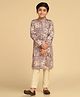 KISAH Cotton Blend Full Sleeves Abstract Printed Kurta Pyjama Set - Magenta
