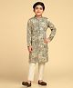 KISAH Cotton Blend Full Sleeves Abstract Printed Kurta Pyjama Set - Bottle Green