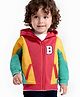 Babyhug Cotton Knit Full Sleeves Hooded Sweatjacket With Text Print & Cut & Sew Design - Red