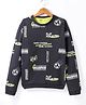 Smarty Boys Looper Knit Full Sleeves Sweatshirt With Text Print - Charcoal Grey