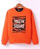 Smarty Boys Premium Fleece Knit Full Sleeves Sweatshirt with Text Print - Orange