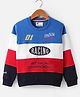 Smarty Boys Fleece Knit Full Sleeves Sweatshirt with Text Print Cut & Sew Design - Royal Blue
