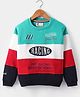 Smarty Boys Fleece Knit Full Sleeves Sweatshirt with Text Print Cut & Sew Design - Mint Green