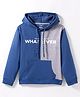 Smarty Boys Fleece Knit Full Sleeves Hooded Sweatshirt With Text Print & Kangaroo Pockets - Blue