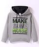Smarty Boys Fleece Knit Full Sleeves Hooded Sweatshirt with Text Print - Grey