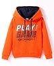 Smarty Boys Fleece Knit Full Sleeves Hooded Sweatshirt with Text Print - Orange